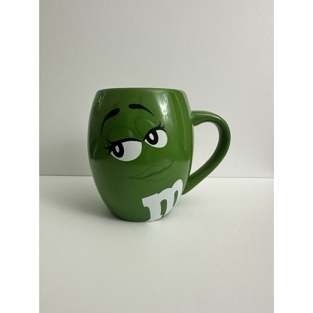M &M's World "I Melt for No One!" Large Green Barrel Coffee Mug Cup 2016